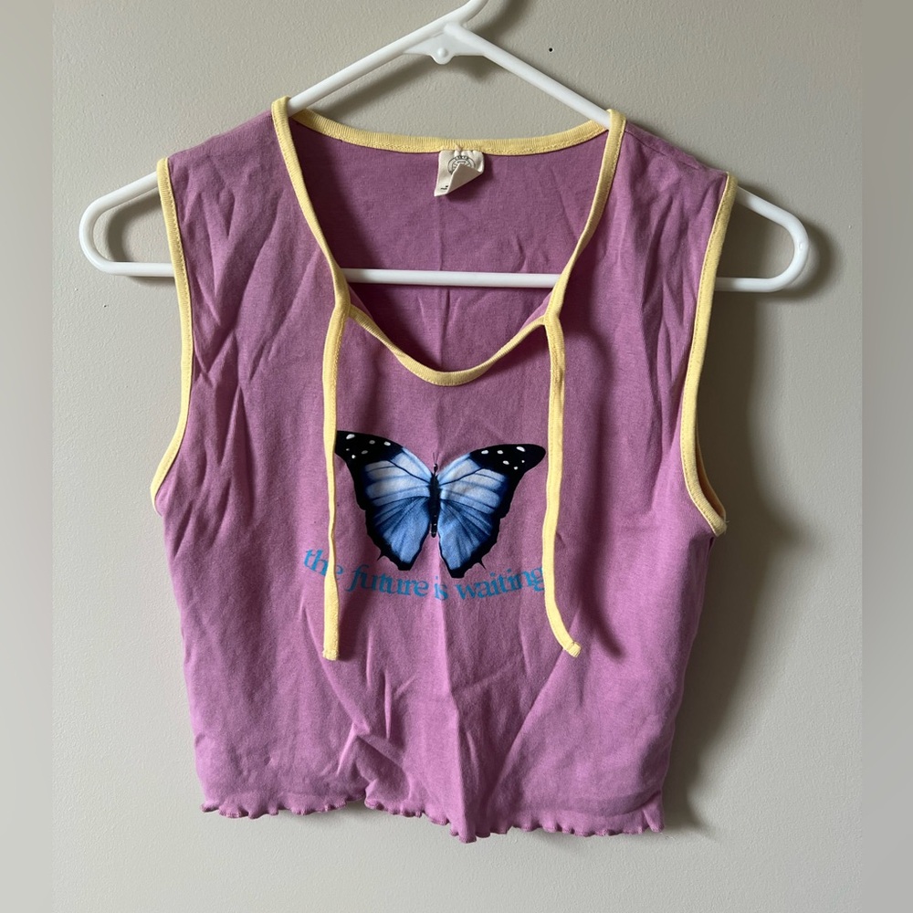 URBAN OUTFITTERS PURPLE AND YELLOW CROP TOP